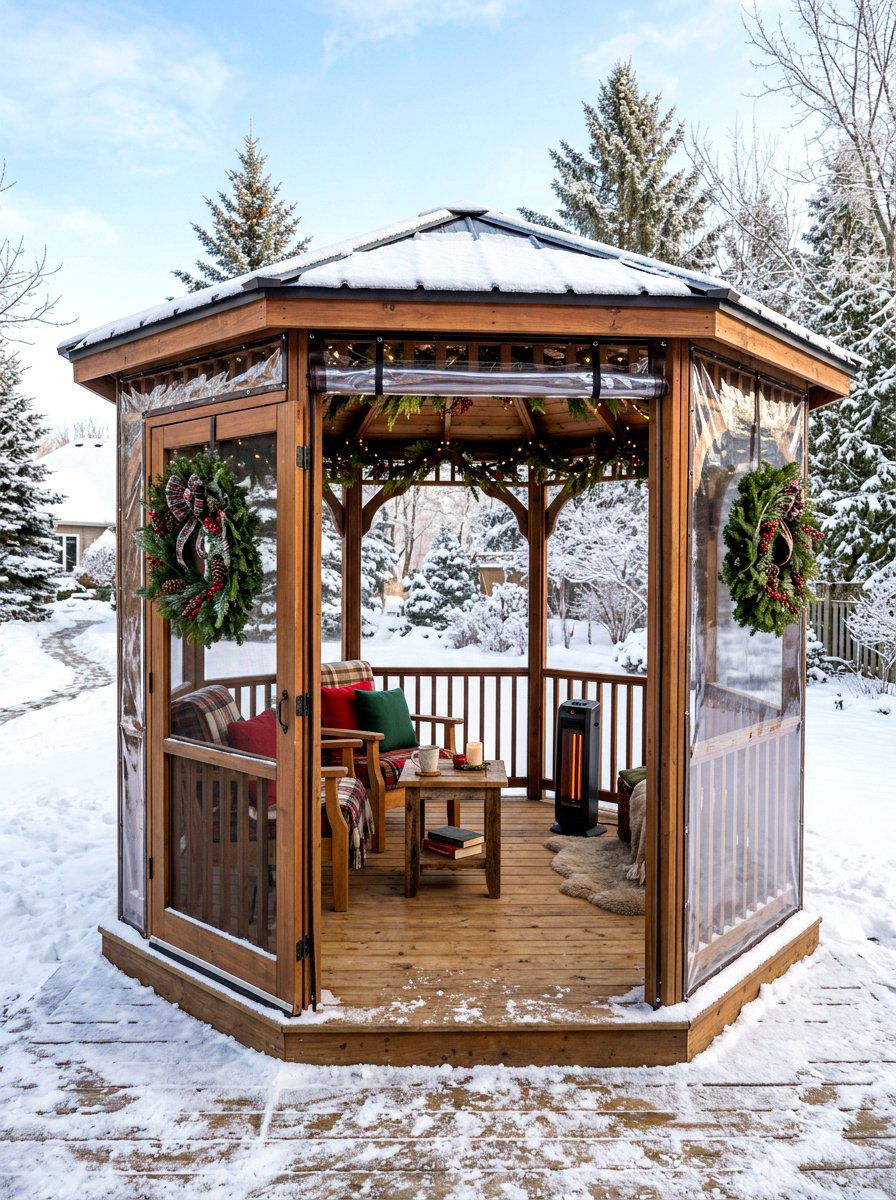 Winterized screened gazebo dining - 30 screened gazebo dining ideas