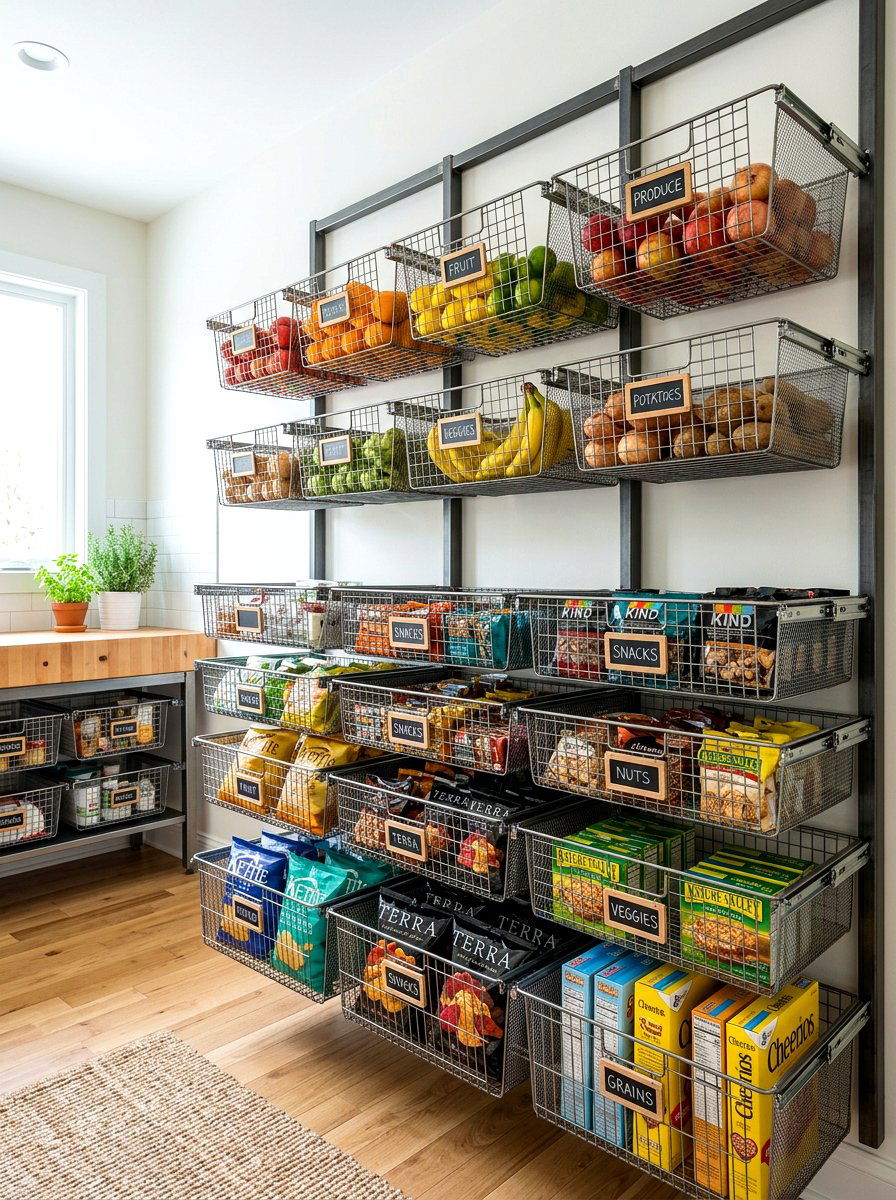 Wire Basket Pantry Storage - 30 kitchen pantry ideas