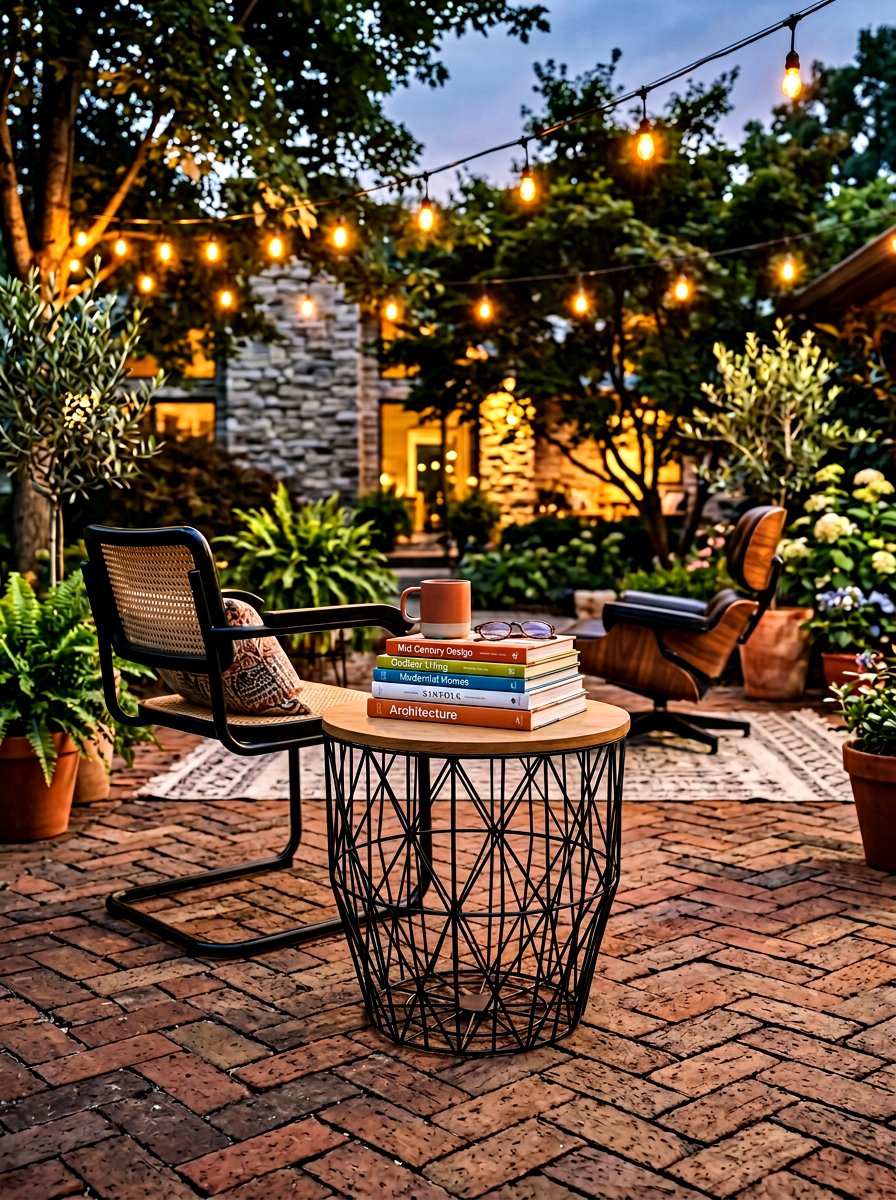 Wire Basket Side Table - 30 budget outdoor furniture ideas