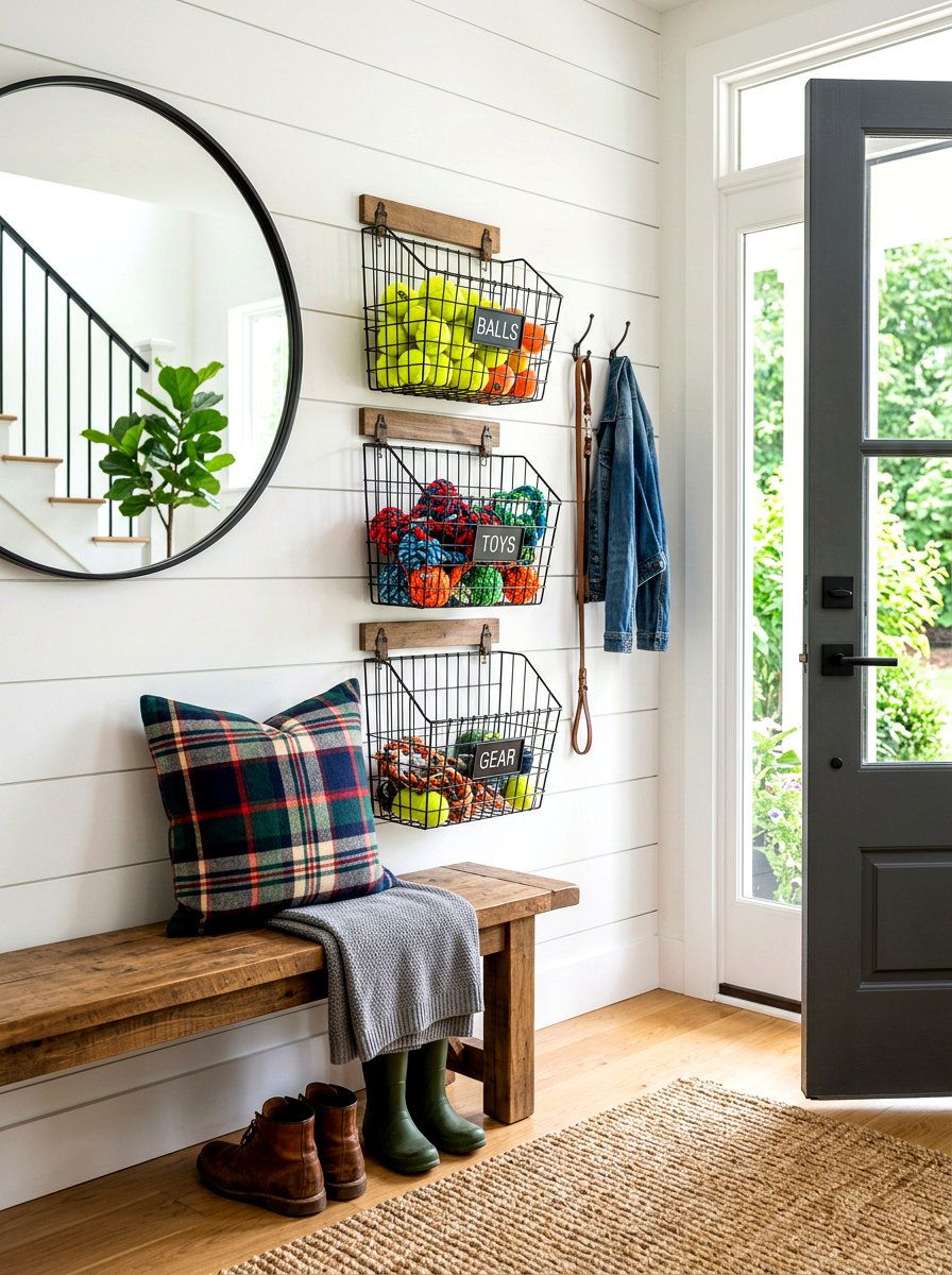 Wire Basket Wall Unit - 30 pet toy wall storage ideas