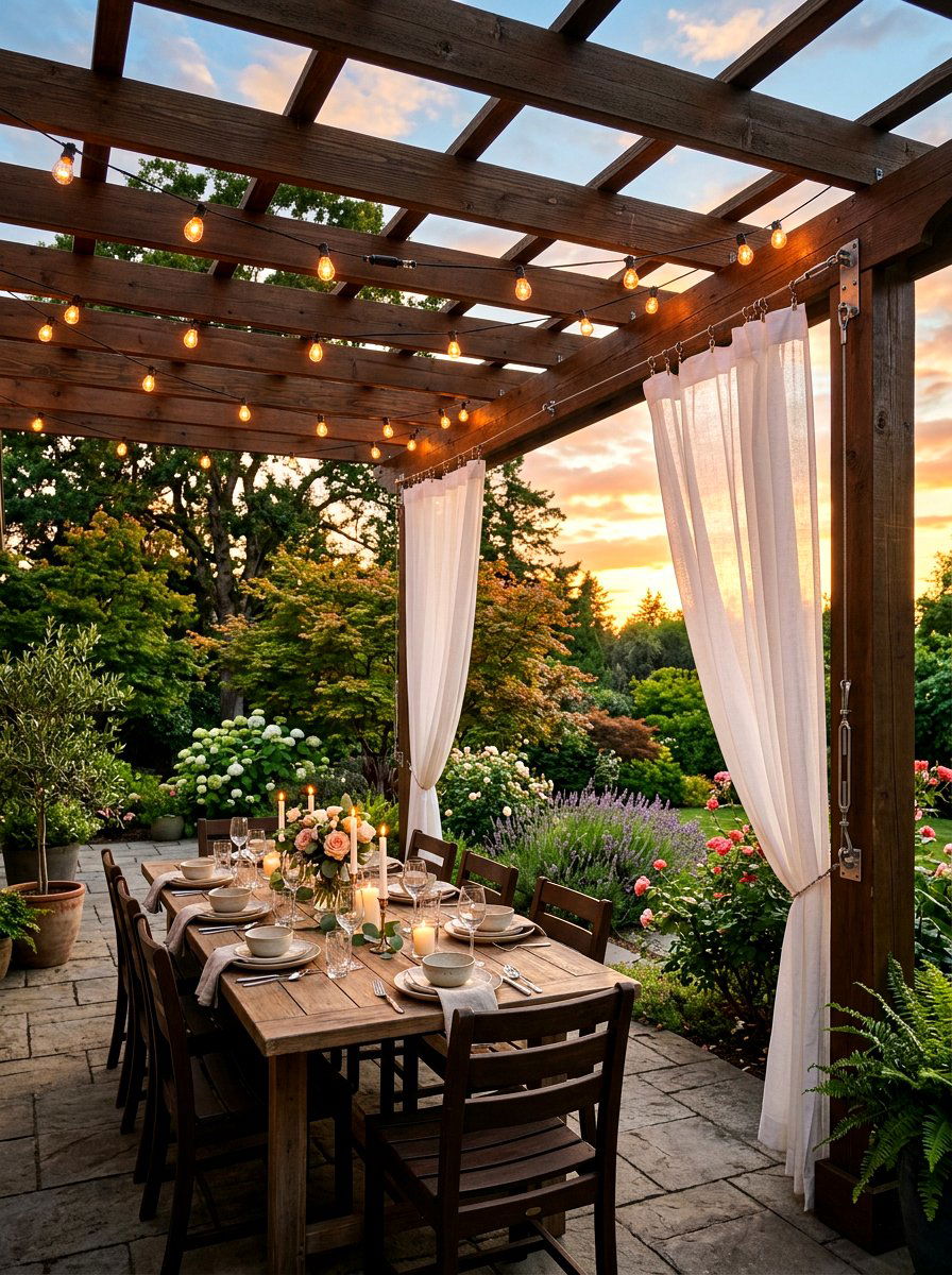 Wire Cable Outdoor Curtain Rod - 30 outdoor curtain rod ideas