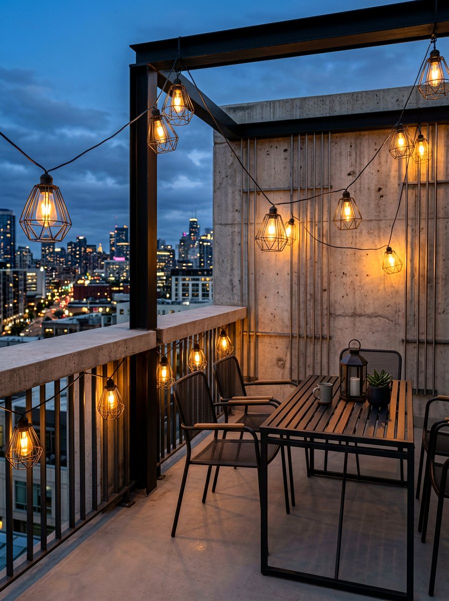 Wire Cage Lighting - 30 apartment patio mood lighting ideas