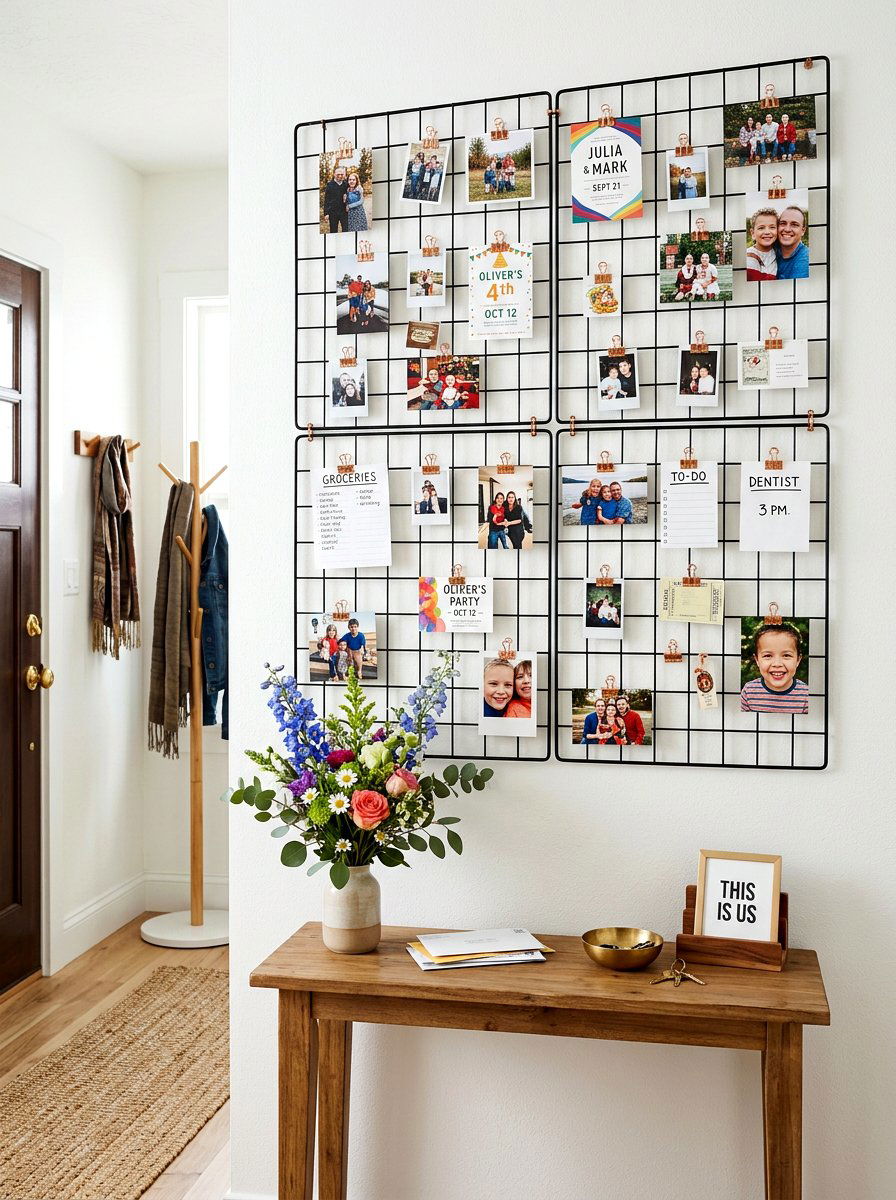 Wire Grid Command Center - 30 command center wall ideas