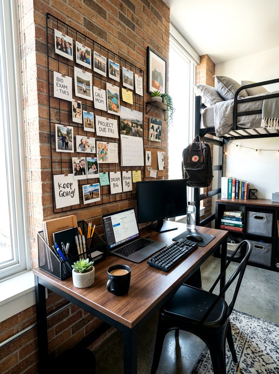 Wire Grid Photo Display - 30 dorm wall decor ideas