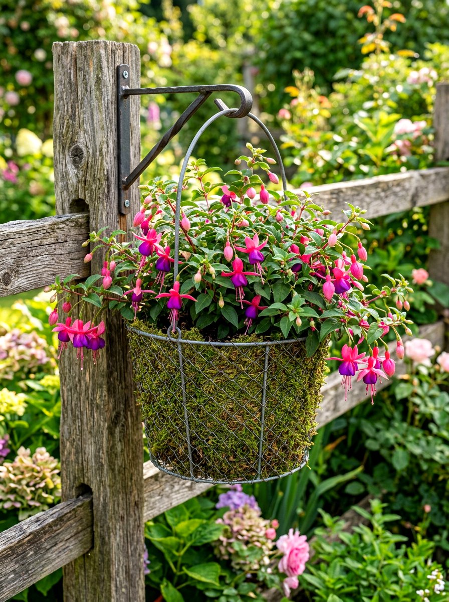 Wire Mesh Basket - 30 rustic container garden ideas