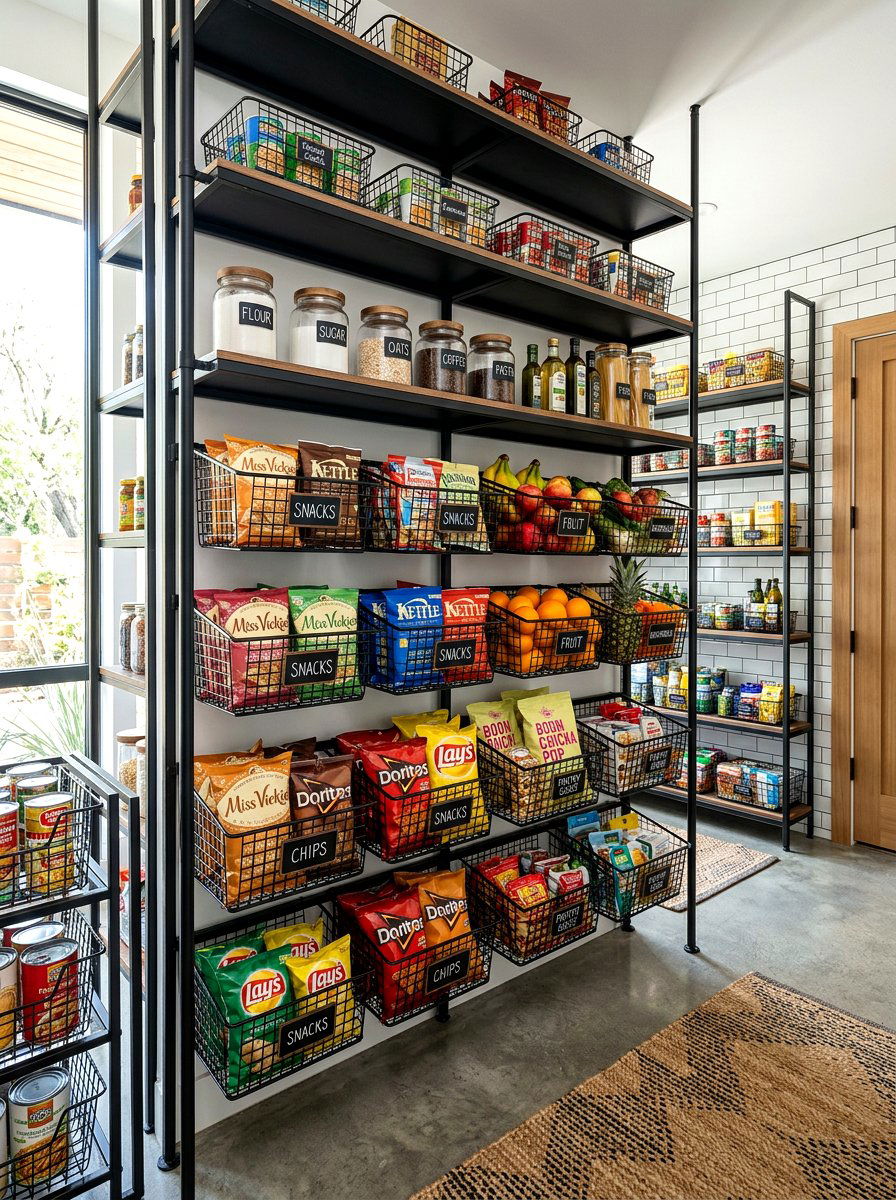 Wire Mesh Basket - 30 snack pantry ideas