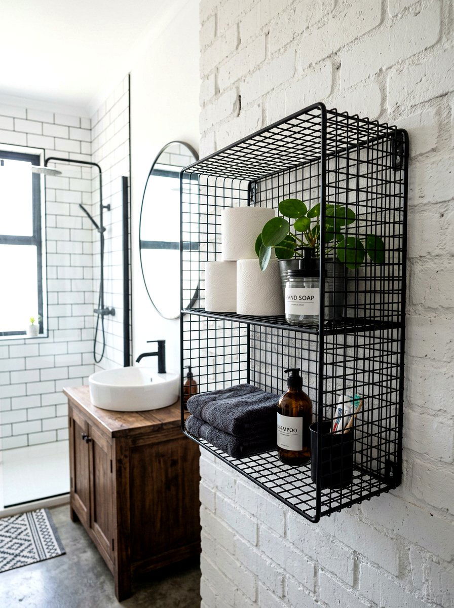 Wire Mesh Bathroom Shelf - 30 bathroom shelf decor ideas