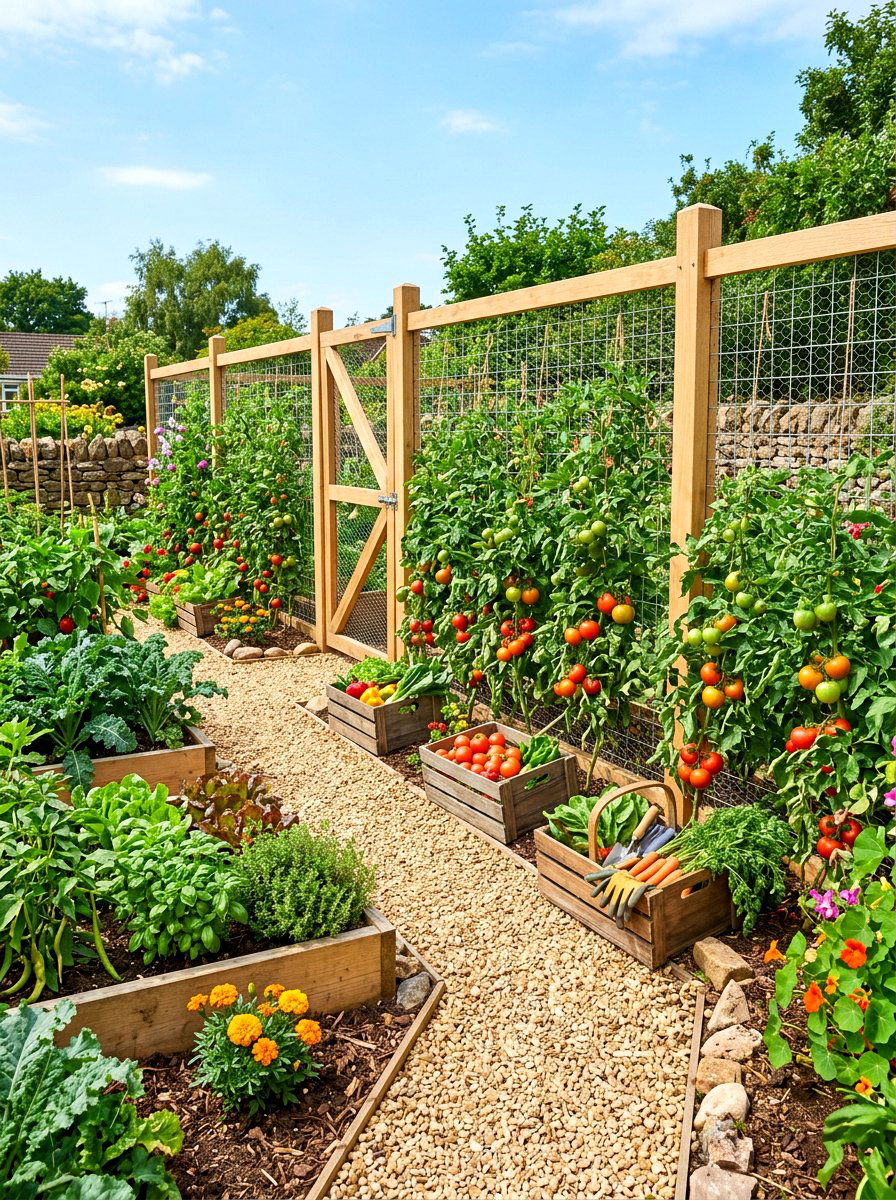Wire Mesh Garden Fence - 30 small yard fence ideas