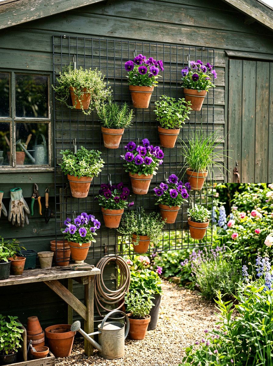 Wire Mesh Garden - 30 wall garden planter ideas