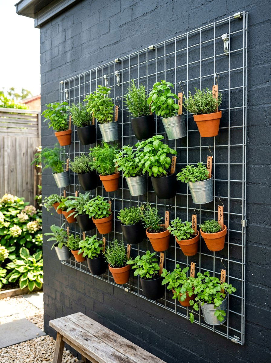 Wire Mesh Grid - 30 outdoor vertical garden ideas