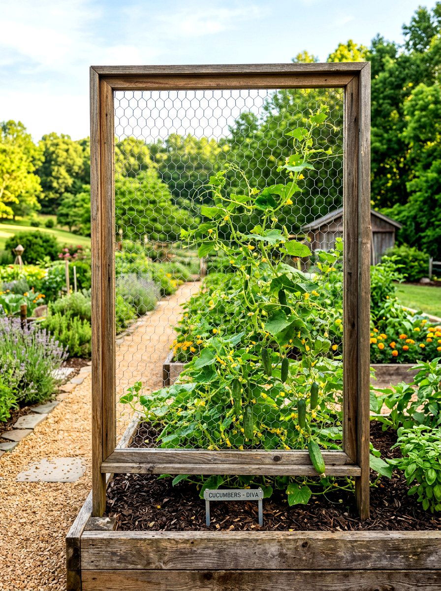 Wire Mesh Screen Trellis - 30 raised bed trellis ideas