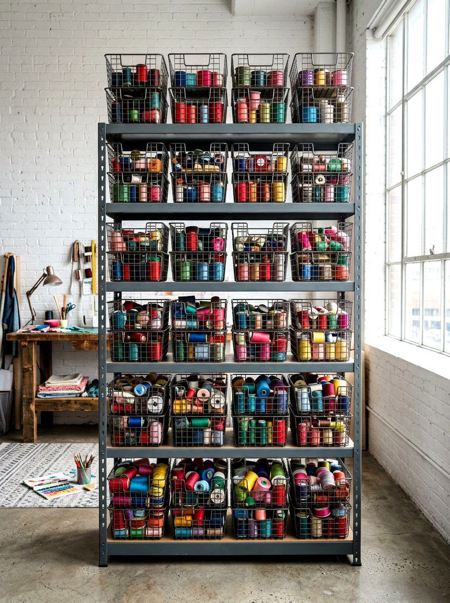 Wire Ribbon Basket - 30 ribbon storage ideas