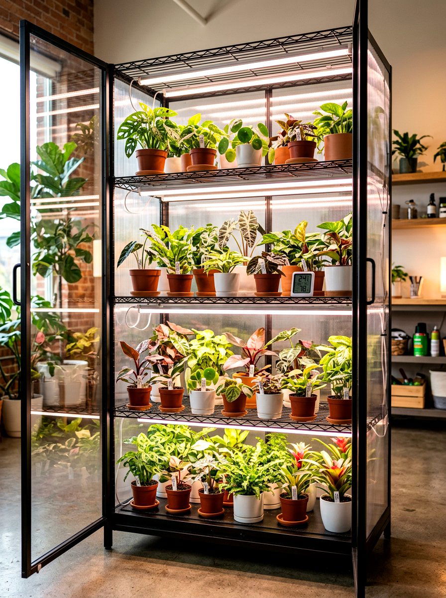 Wire Shelf Greenhouse Cabinet - 30 indoor greenhouse cabinet ideas