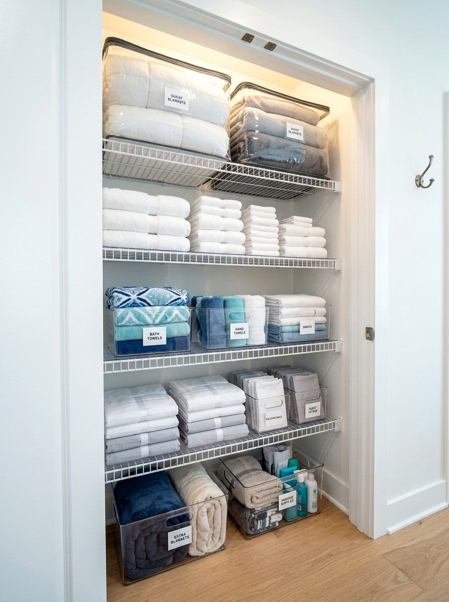 Wire Shelf Linen Closet - 30 organizing a linen closet ideas