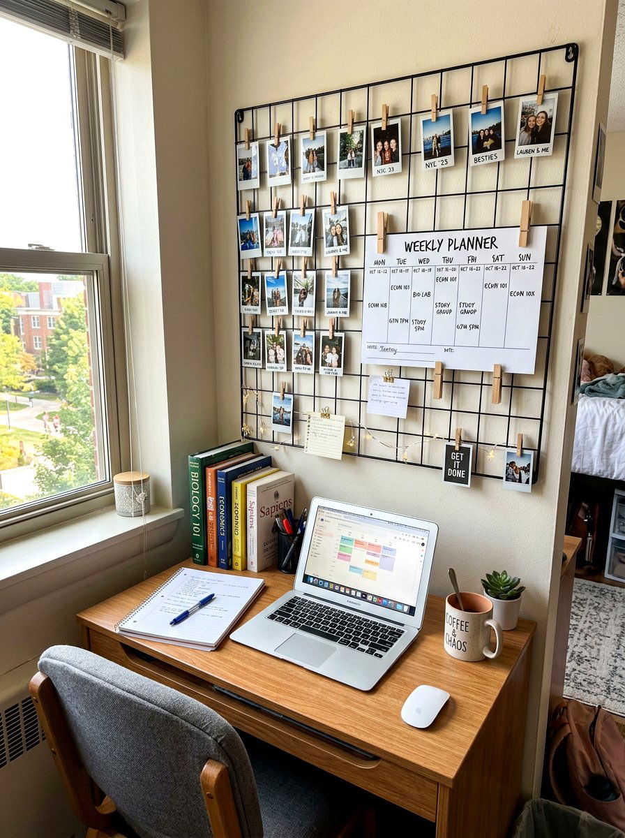 Wire Wall Grid - 30 dorm storage ideas