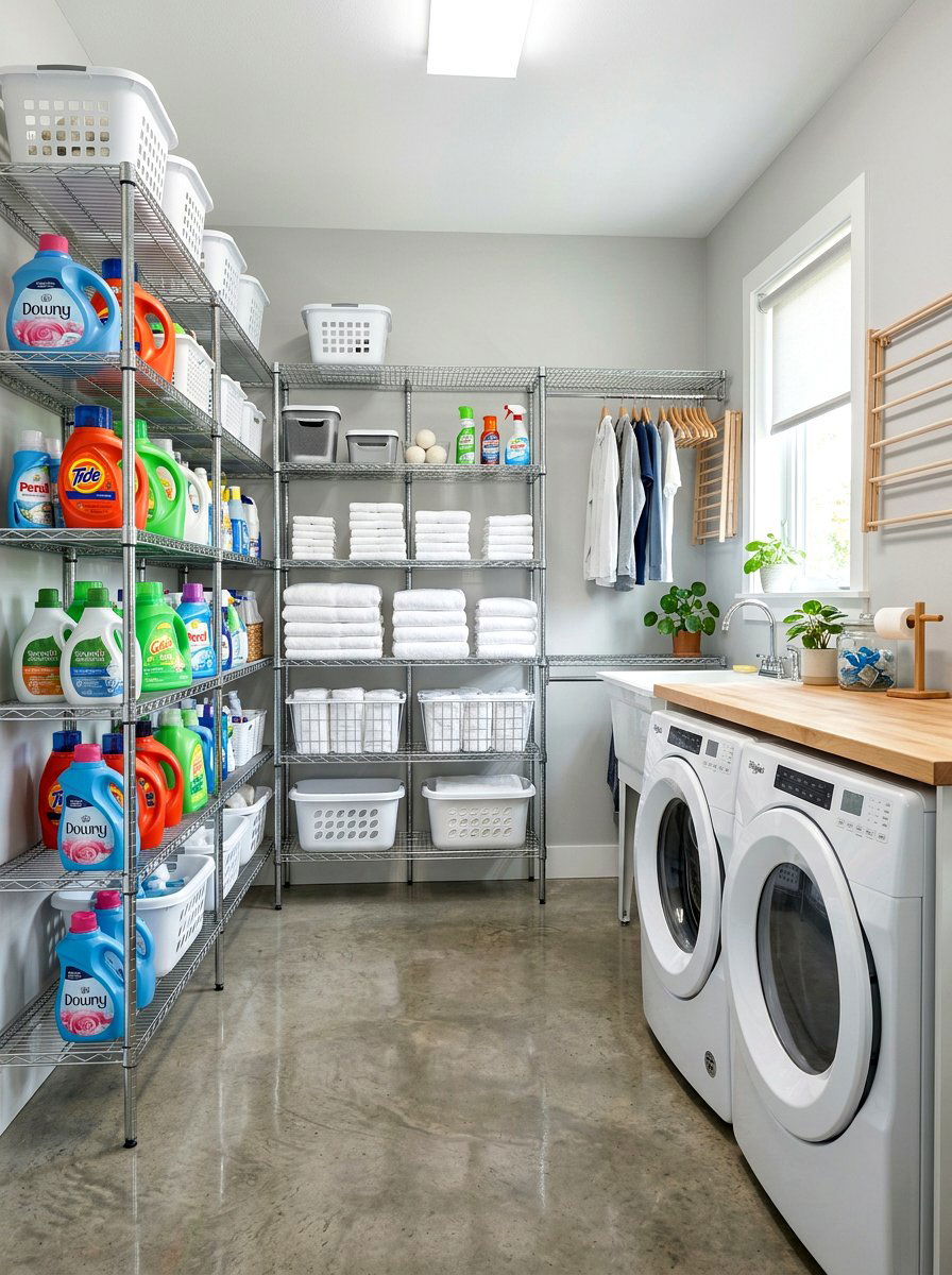 Wire Wall Shelving - 30 laundry room shelf ideas