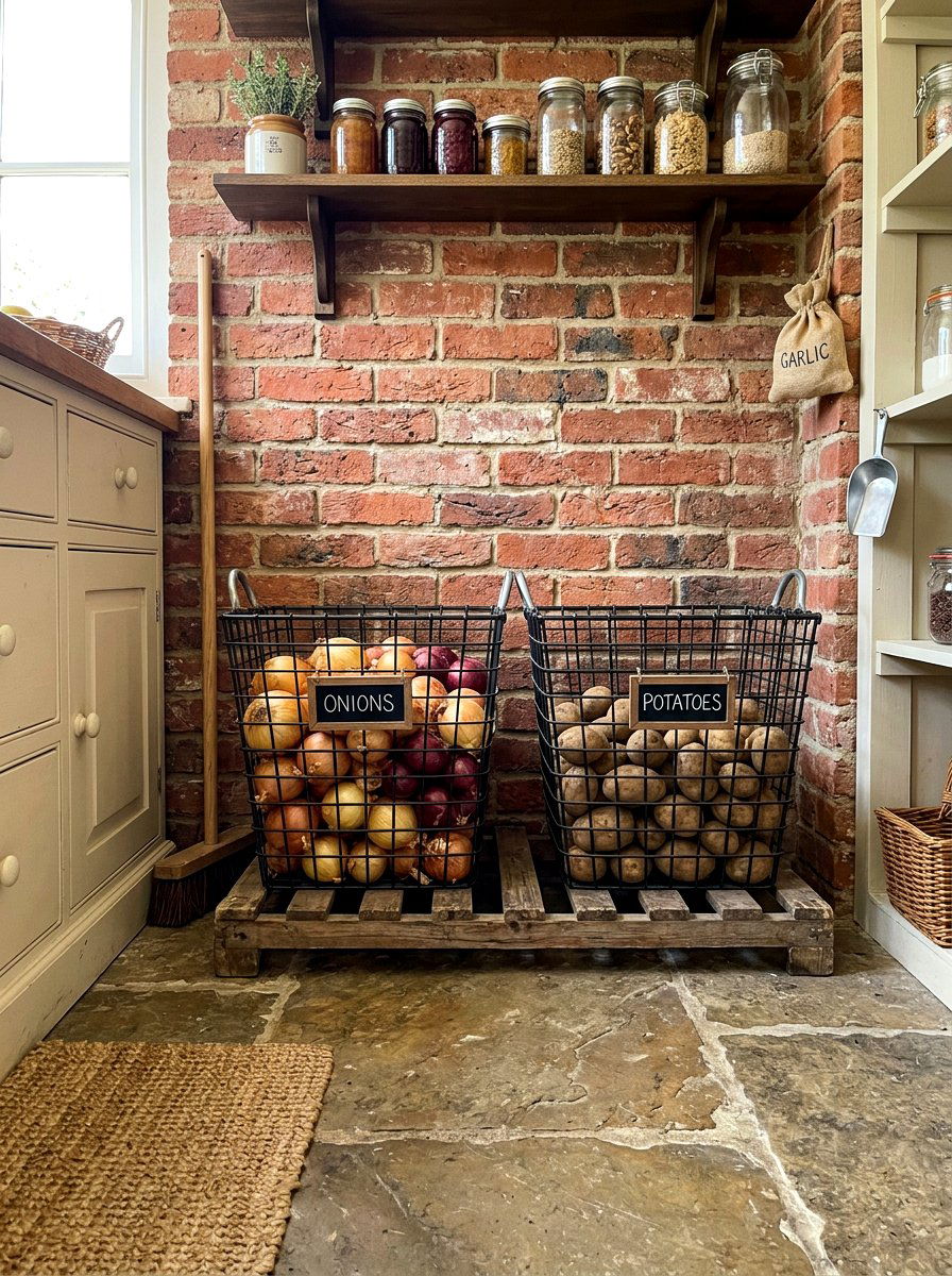 Wire baskets for produce - 30 pantry decanting ideas