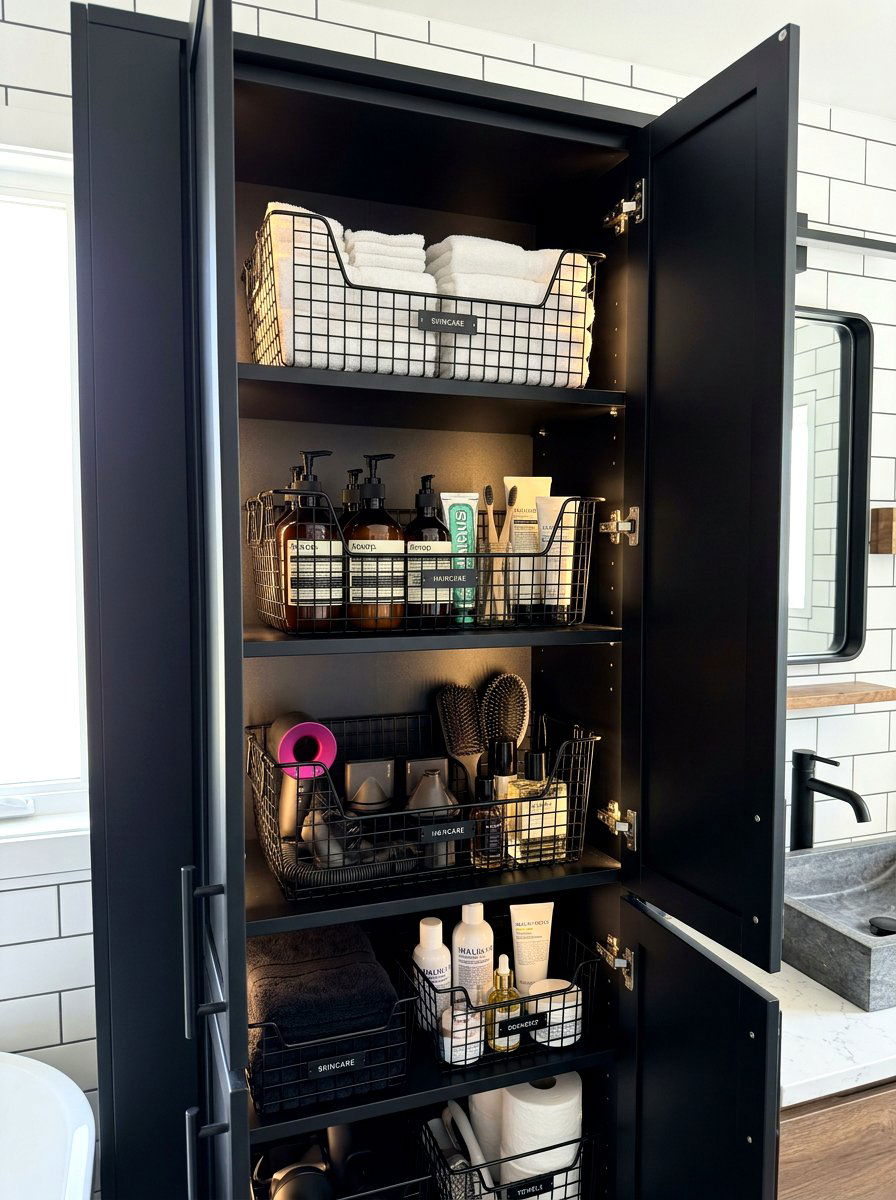 Wire mesh baskets - 30 under sink bathroom storage ideas