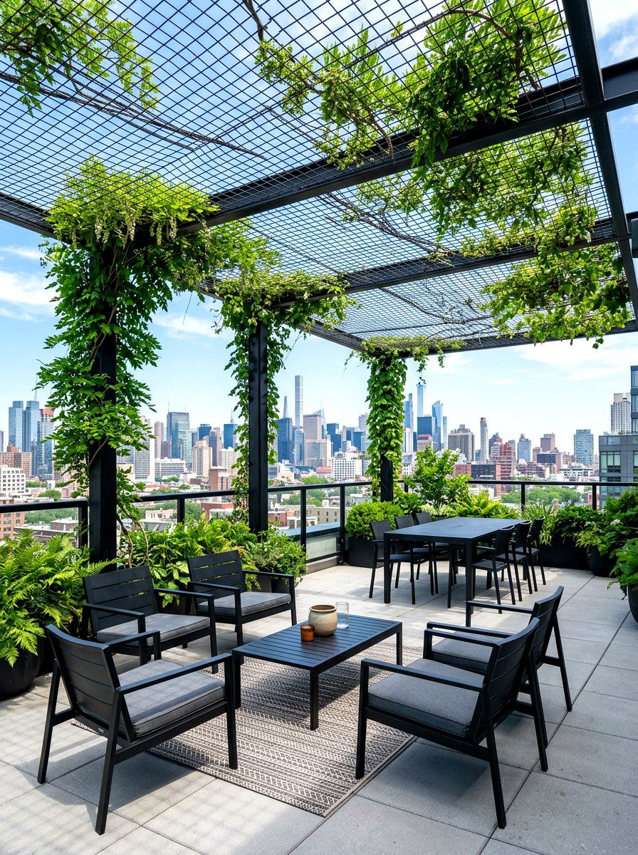 Wire mesh canopy - 30 pergola roof ideas