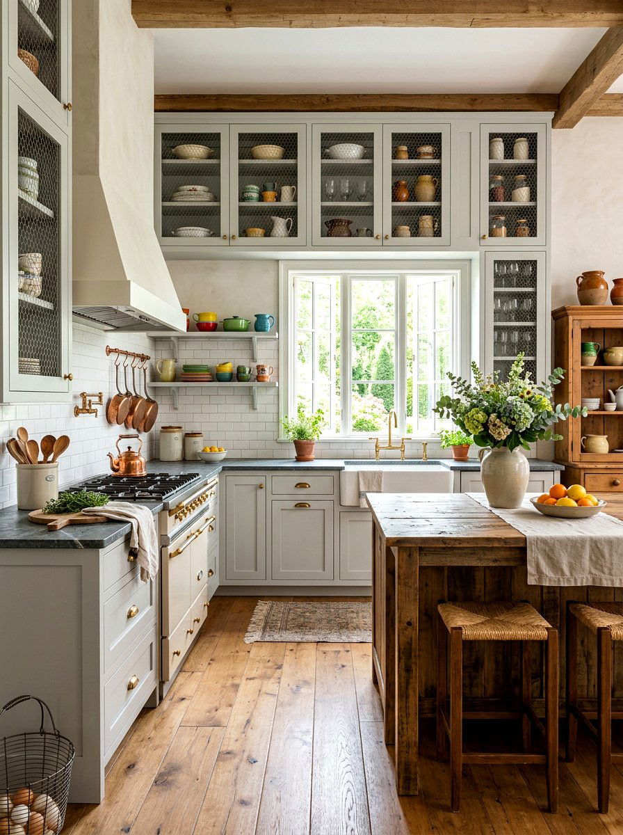 Wire mesh kitchen cabinet - 30 glass front kitchen cabinet ideas