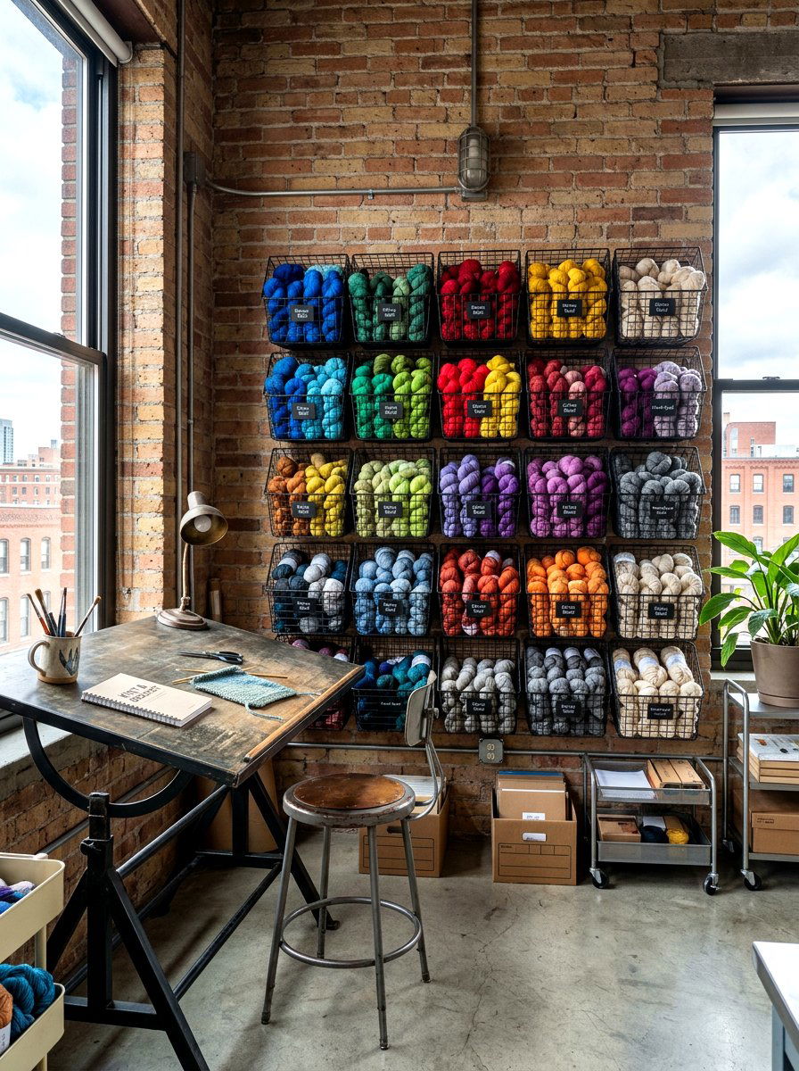 Wire wall baskets - 30 yarn storage ideas