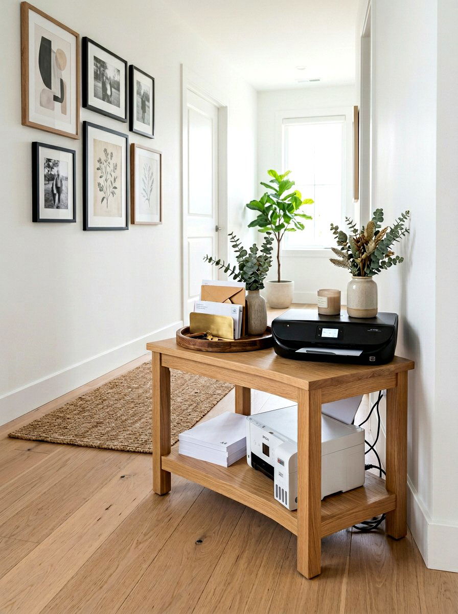 Wireless Printer Bench - 30 printer nook ideas