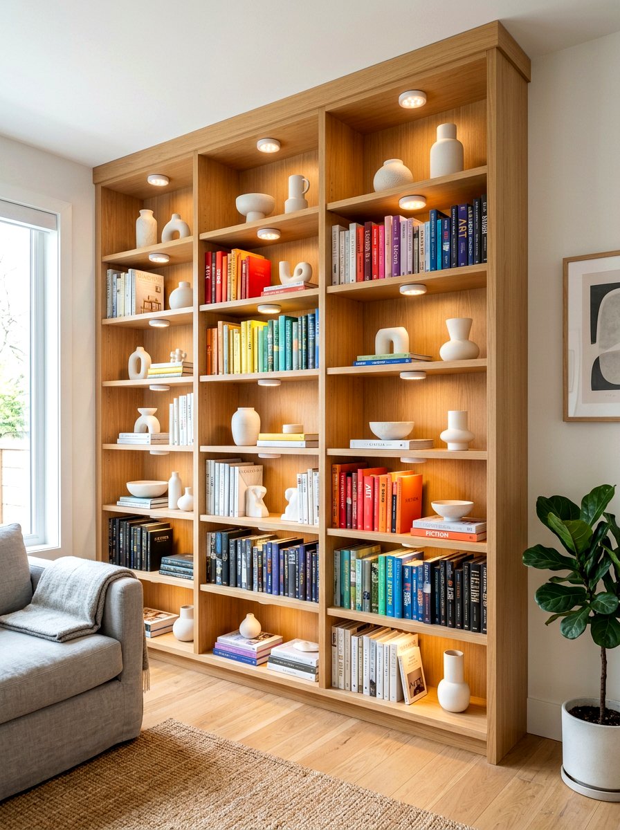 Wireless Puck Light - 30 no overhead light living room ideas