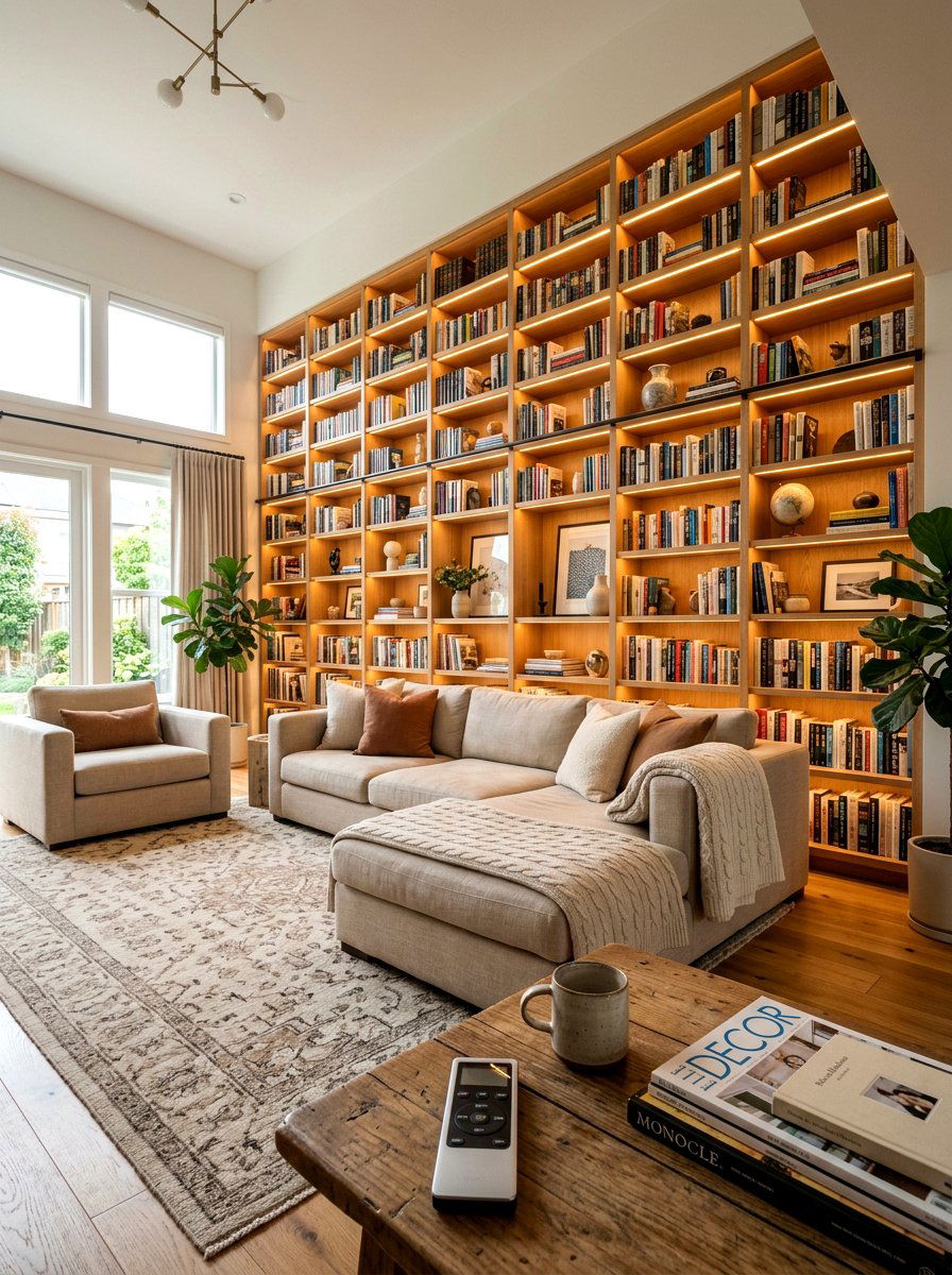 Wireless Remote Shelf Light - 30 bookshelf lighting ideas