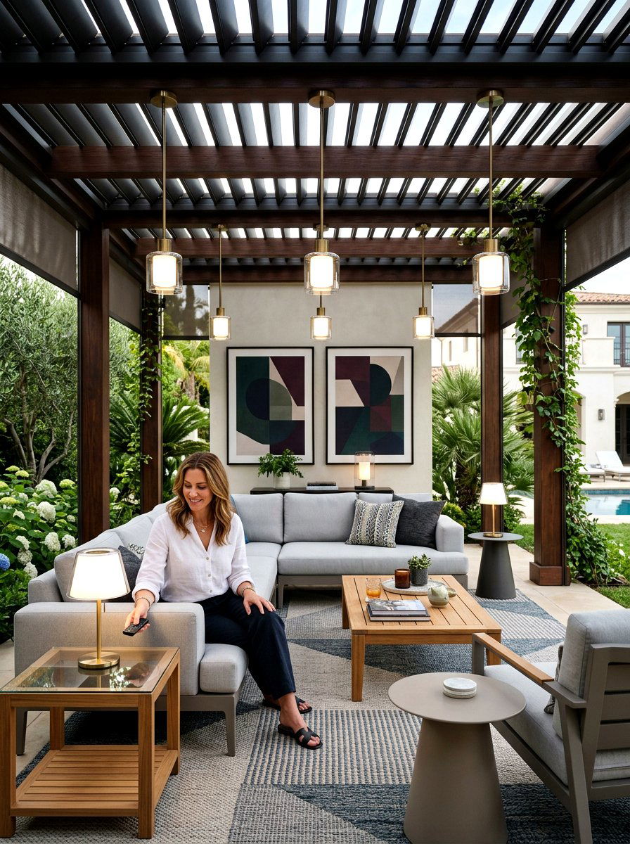 Wireless dimmable lighting - 30 pergola lighting ideas