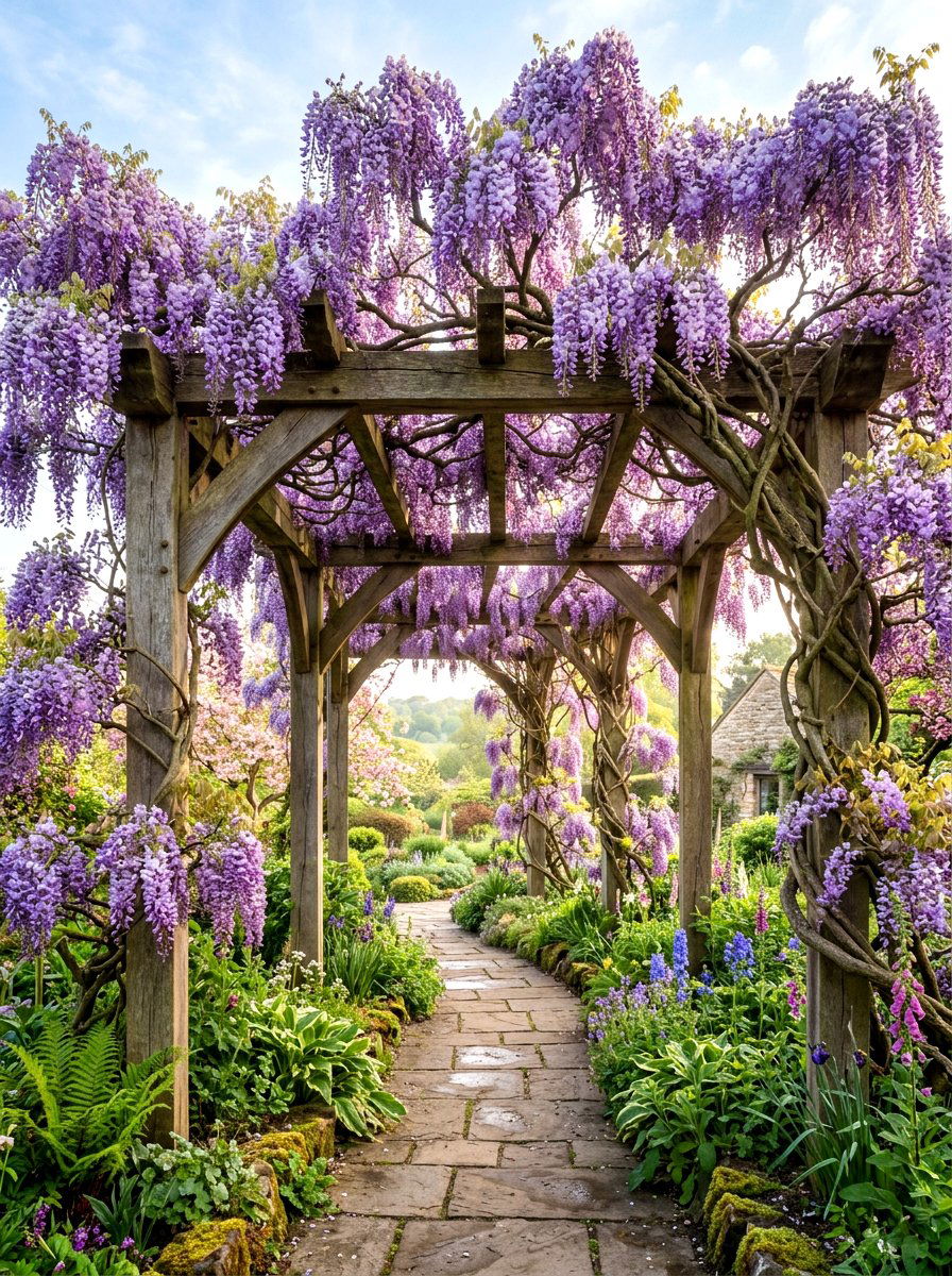 Wisteria Climbing Arbor - 30 front arbor ideas
