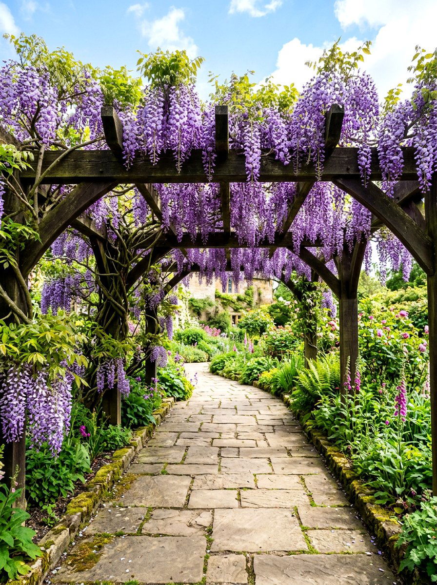 Wisteria Covered Arbor - 30 backyard arbor ideas
