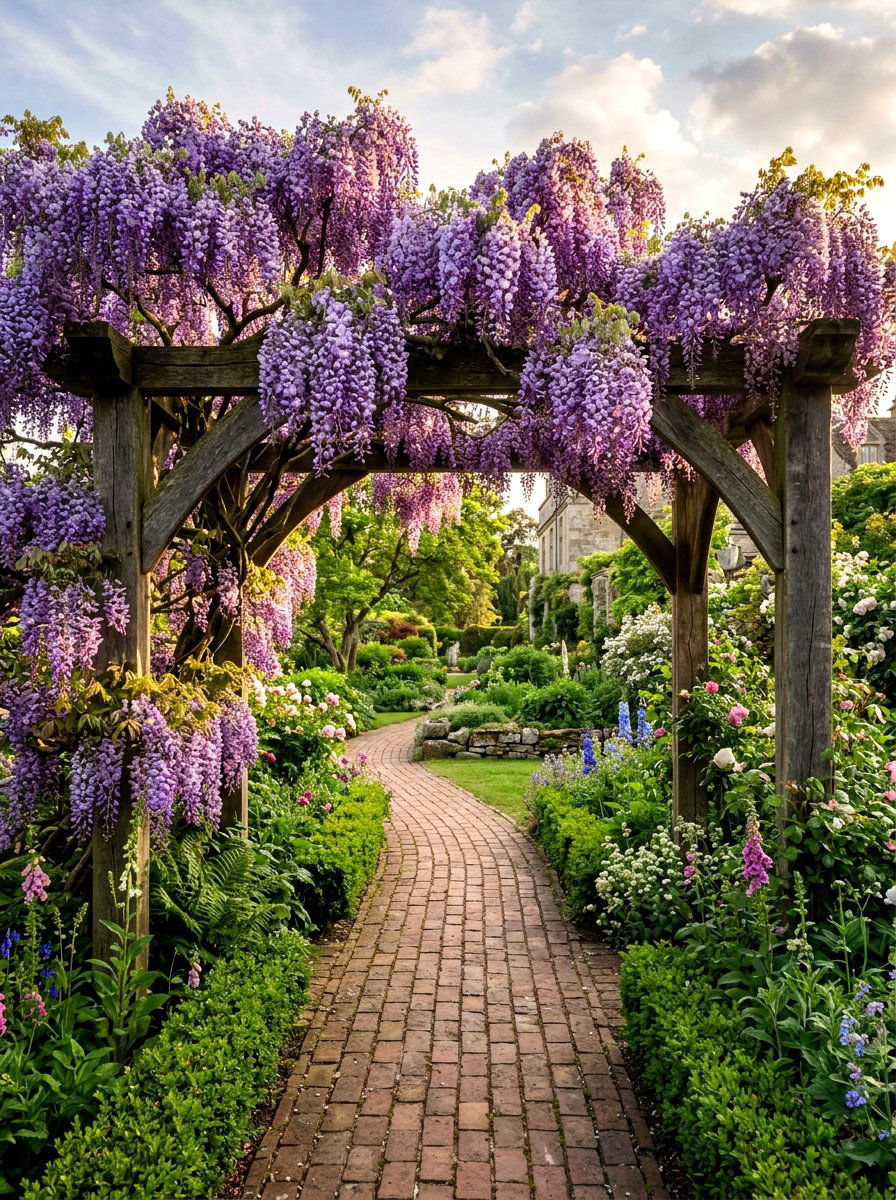 Wisteria Covered Garden Entrance - 30 arbor garden entrance ideas