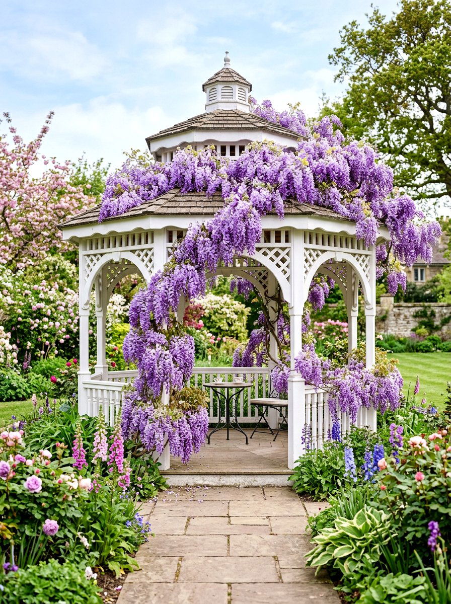 Wisteria Covered Gazebo - 30 backyard wedding gazebo ideas