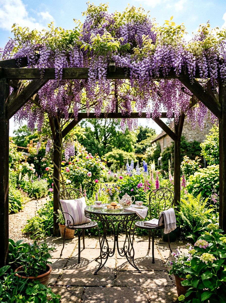 Wisteria Covered Tea Gazebo - 30 garden tea gazebo ideas