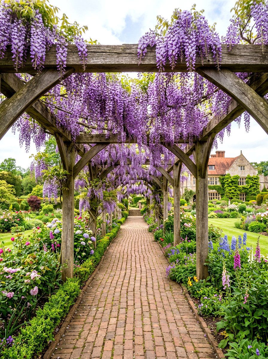 Wisteria Covered Walkway - 30 arbor walkway ideas