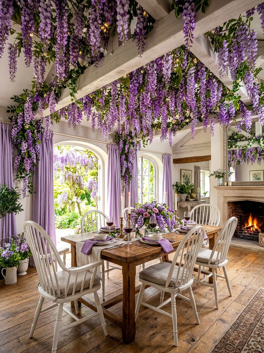 Wisteria Floral Ceiling - 30 vintage floral ceiling ideas