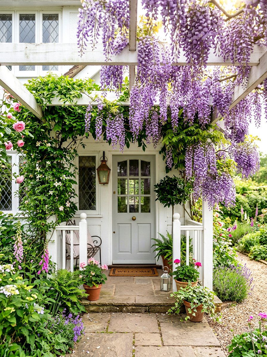 Wisteria Front Porch - 30 floral doorway ideas