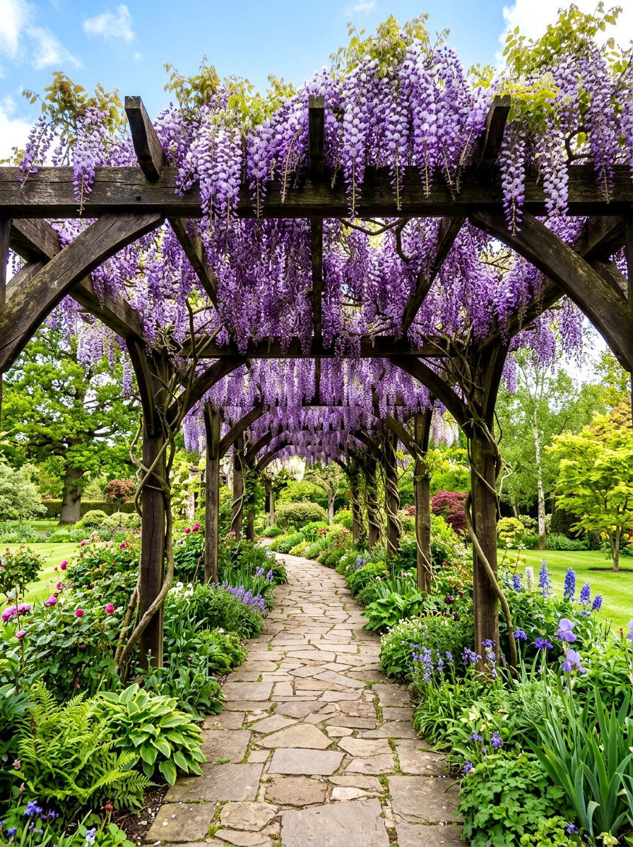 Wisteria Garden Trellis - 30 Japanese garden ideas