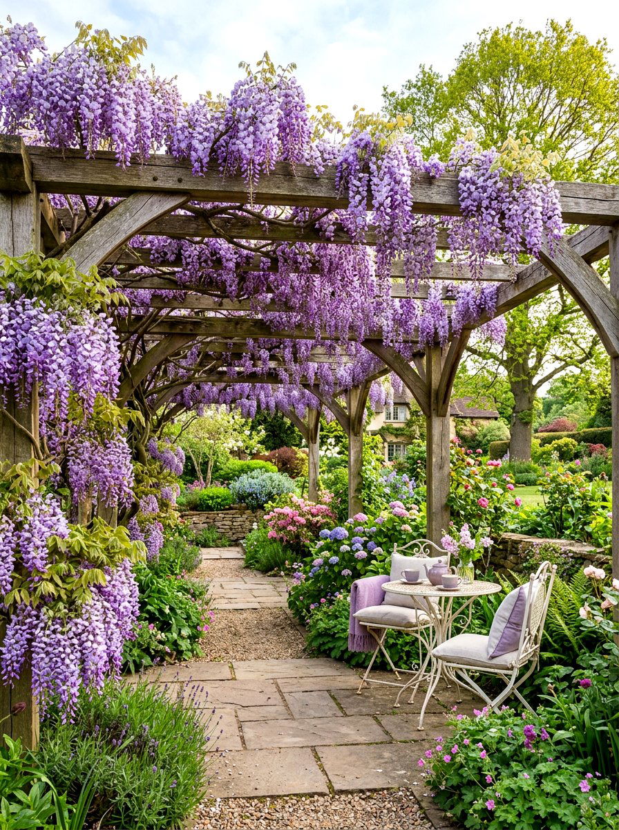 Wisteria Pergola Screen - 30 living privacy wall ideas