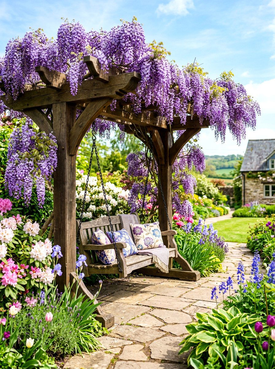 Wisteria Pergola Swing - 30 pergola with swings ideas