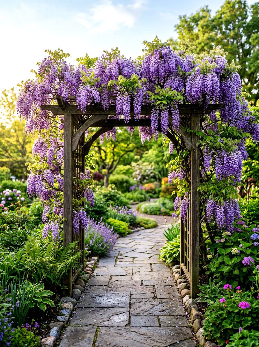 Wisteria Privacy Trellis Archway - 30 trellis privacy ideas