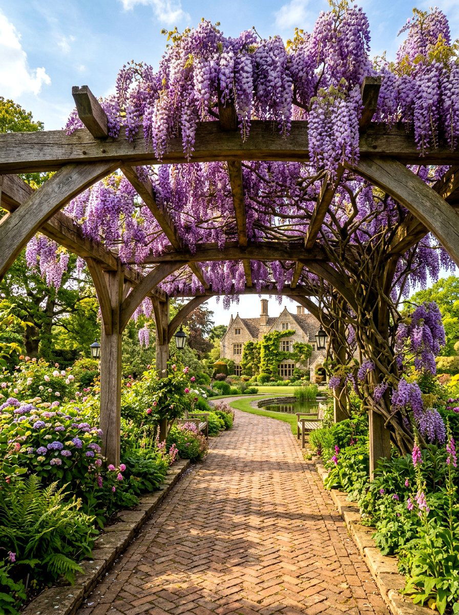 Wisteria Vine Arbor - 30 arbor entrance ideas