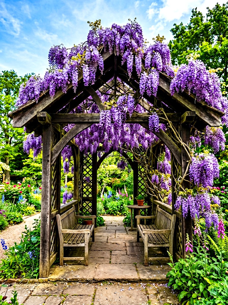 Wisteria covered gazebo - 30 garden party gazebo ideas