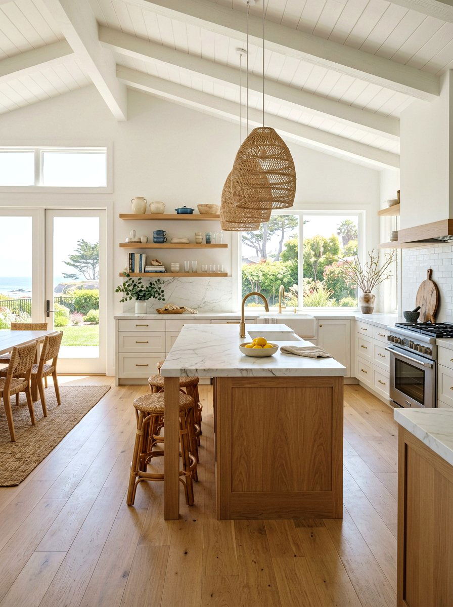 Wood Accent Coastal Kitchen - 30 coastal grandmother kitchen ideas