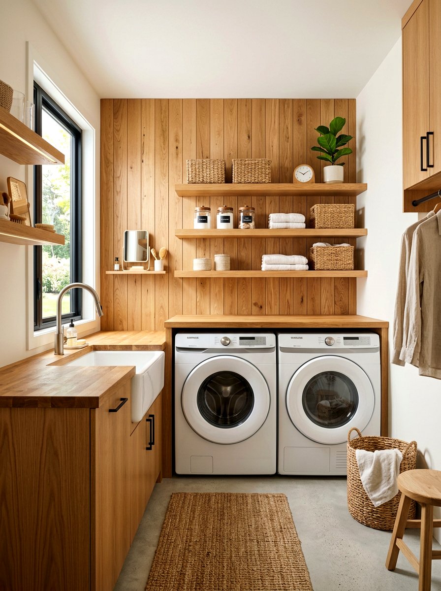 Wood Accent Laundry - 30 laundry nook ideas