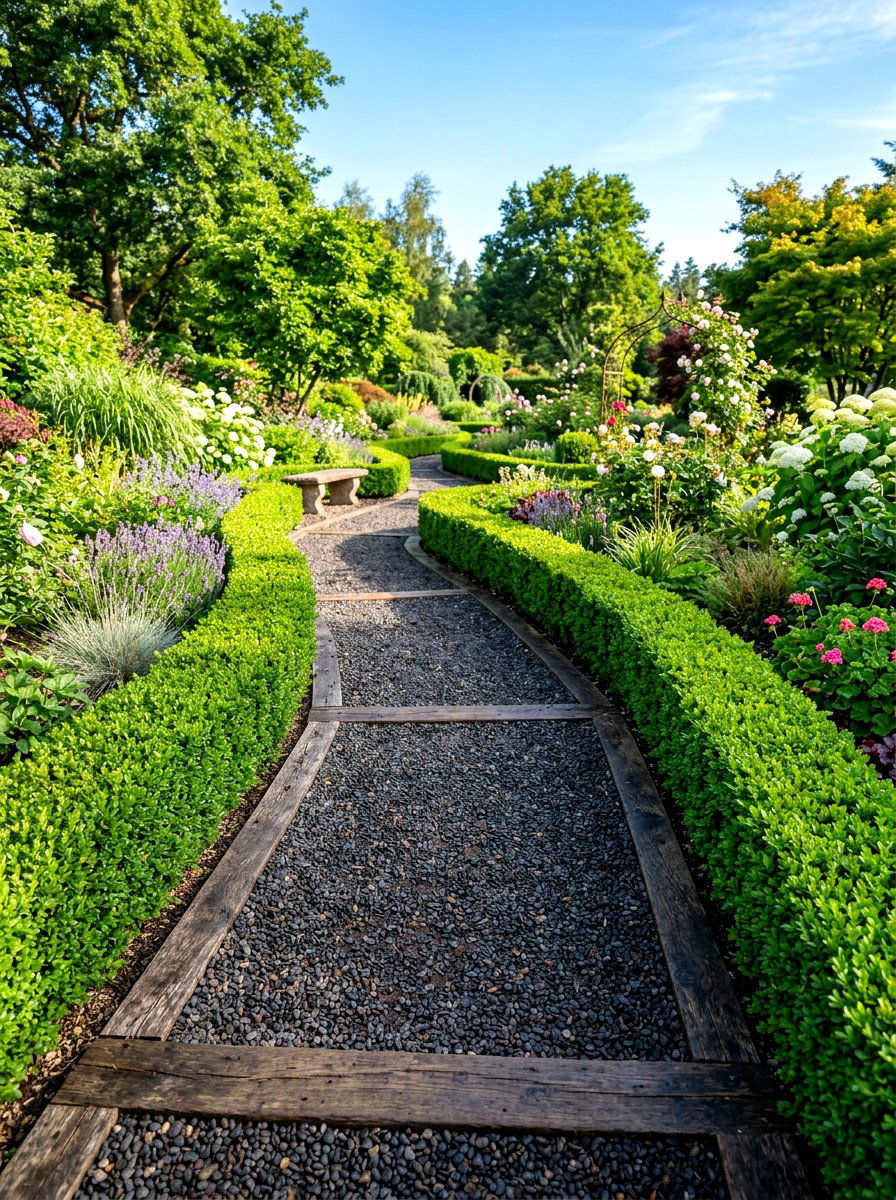 Wood And Gravel Path - 30 boardwalk garden path ideas