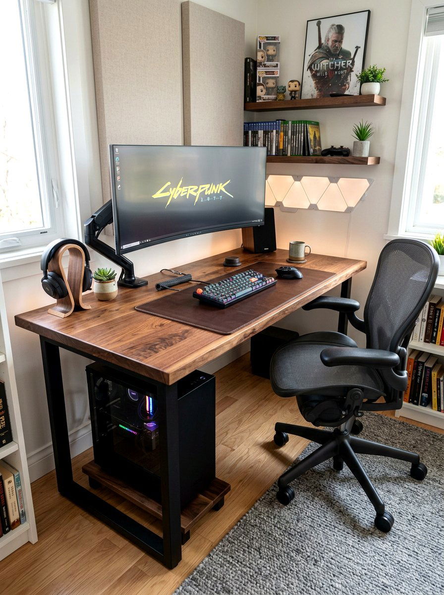 Wood And Metal Gaming Nook - 30 gaming teen nook ideas
