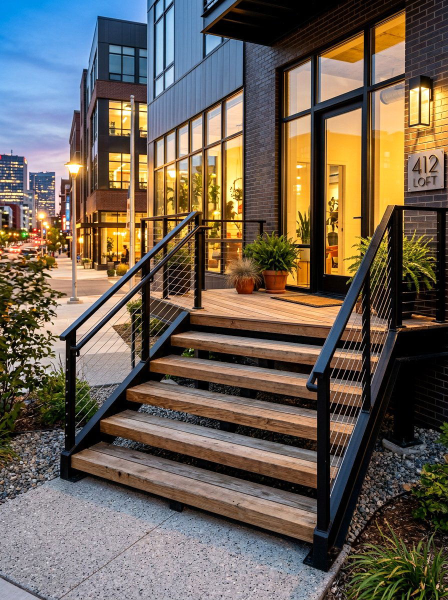 Wood And Metal Porch Stairs - 30 porch step ideas