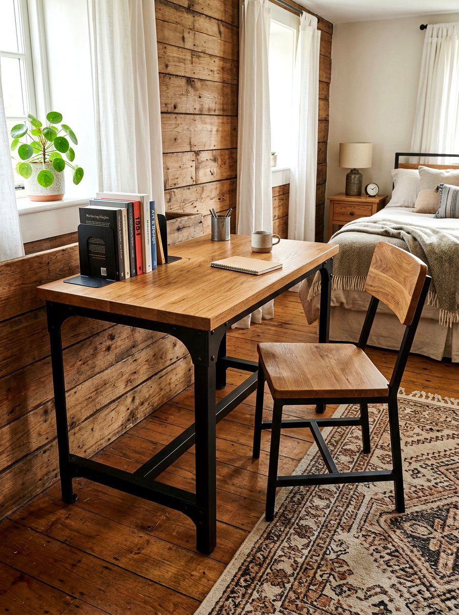 Wood And Metal Student Desk - 30 kids study corner ideas