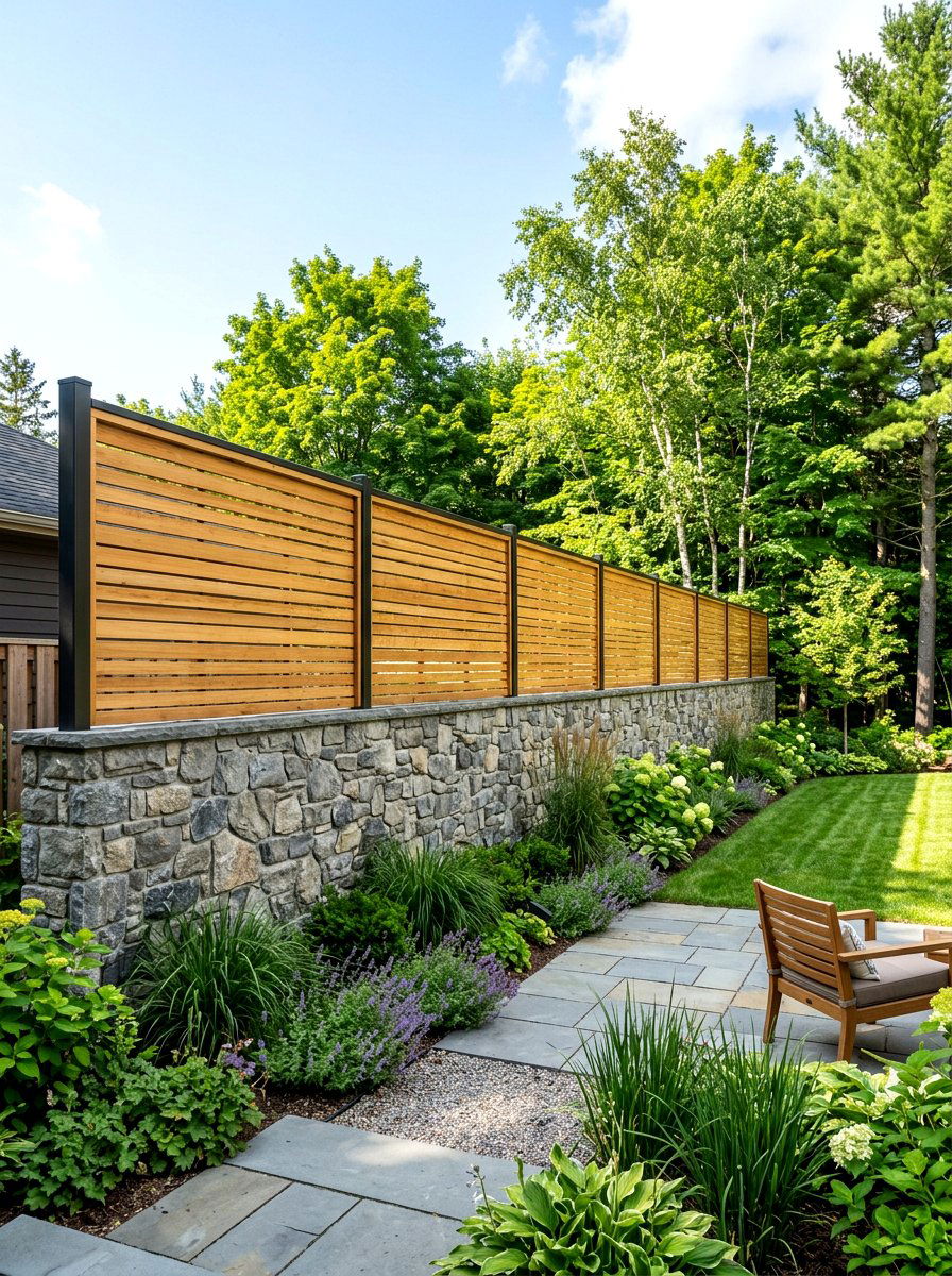 Wood And Stone Wall - 30 garden retaining wall ideas